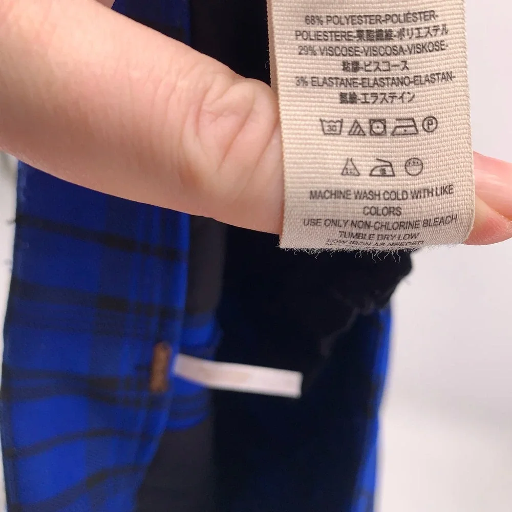 Free People Blue Plaid Pants Womens Size 8